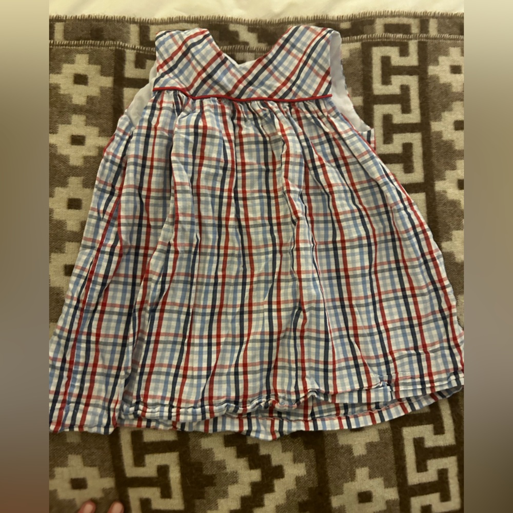 Little English Red white and Blue Plaid Dress 2T